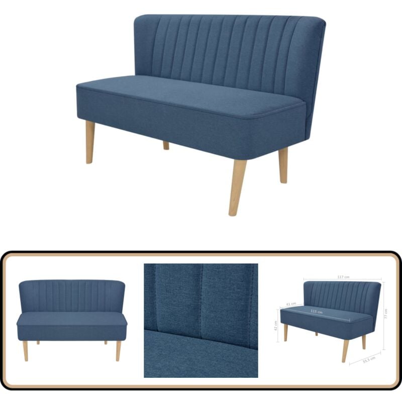 Vidaxl - Canapé 117x55,5x77 cm Tissu Bleu - Canapé Deux Places - Canapé Bleu - Canapé Moderne - Canapé Design - Canapé Salle à Séjour