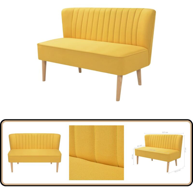 Vidaxl - Canapé 117x55,5x77 cm Tissu Jaune - Canapé Deux Places - Canapé Jaune - Canapé Tissu - Canapé Design - Canapé Moderne