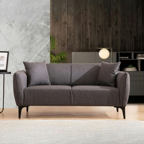Canapé 2 places anthracite avec couture décorative VILNIUS