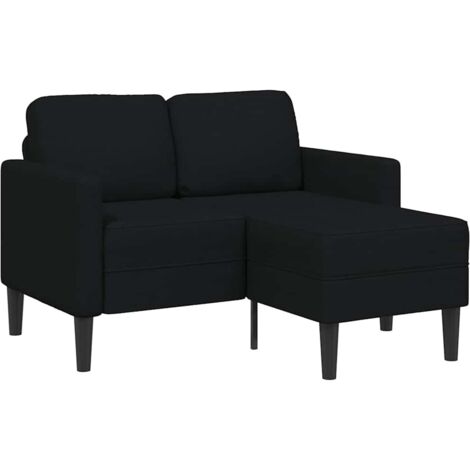 Canapé 2 places avec méridienne en L-Sofa noir 125 cm tissu