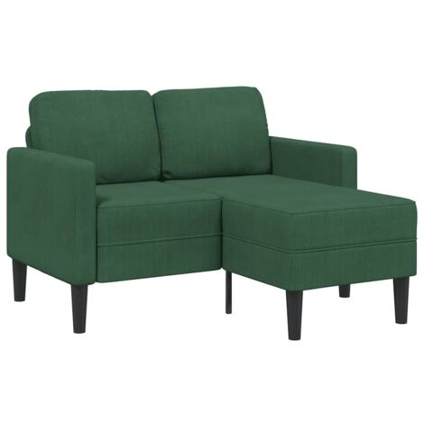 Canapé 2 places avec méridienne en L-Sofa vert foncé 125 cm lin