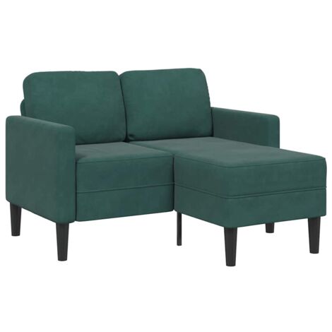 Canapé 2 places avec méridienne en L-Sofa vert foncé 125 cm velours