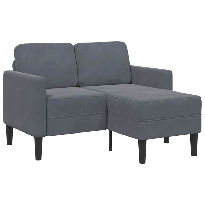 Vidaxl - Canapé 2 places avec méridienne en l gris foncé 125 cm velours