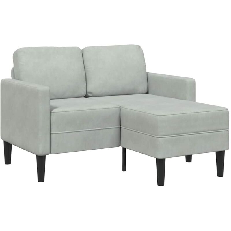 Canapé 2 places avec méridienne en L gris clair 125 cm velours vidaXL