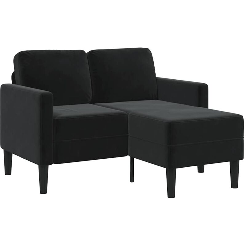 Vidaxl - Canapé 2 places avec méridienne en l noir 125 cm velours