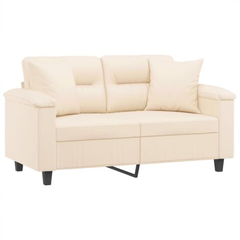 Canapé 2 places avec oreillers beige 120 cm tissu microfibre vidaXL