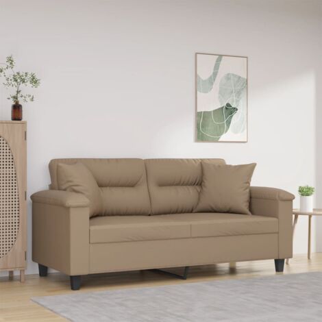 Canapé 2 places avec oreillers cappuccino 140 cm similicuir vidaXL