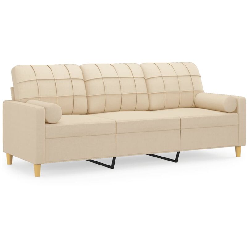 Vidaxl - Canapé 3 places avec oreillers décoratifs crème 180 cm tissu