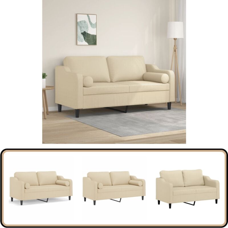 Vidaxl - Canapé 2 places avec oreillers décoratifs crème 140 cm tissu - Canapé Deux Places - Canapé Moderne - Canapé Créme - Meuble Salon - Meubles