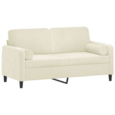 Canapé 2 places avec oreillers décoratifs crème 140 cm velours vidaXL