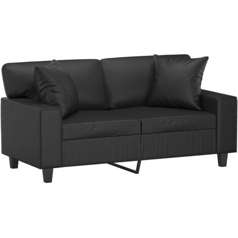 Canapé 2 places avec oreillers décoratifs noir 120cm similicuir vidaXL
