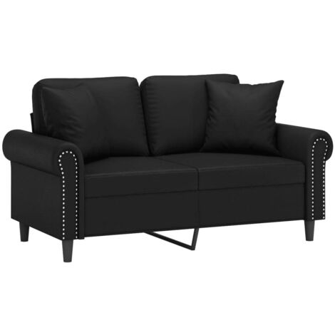 Canapé 2 places avec oreillers décoratifs noir 120cm similicuir vidaXL