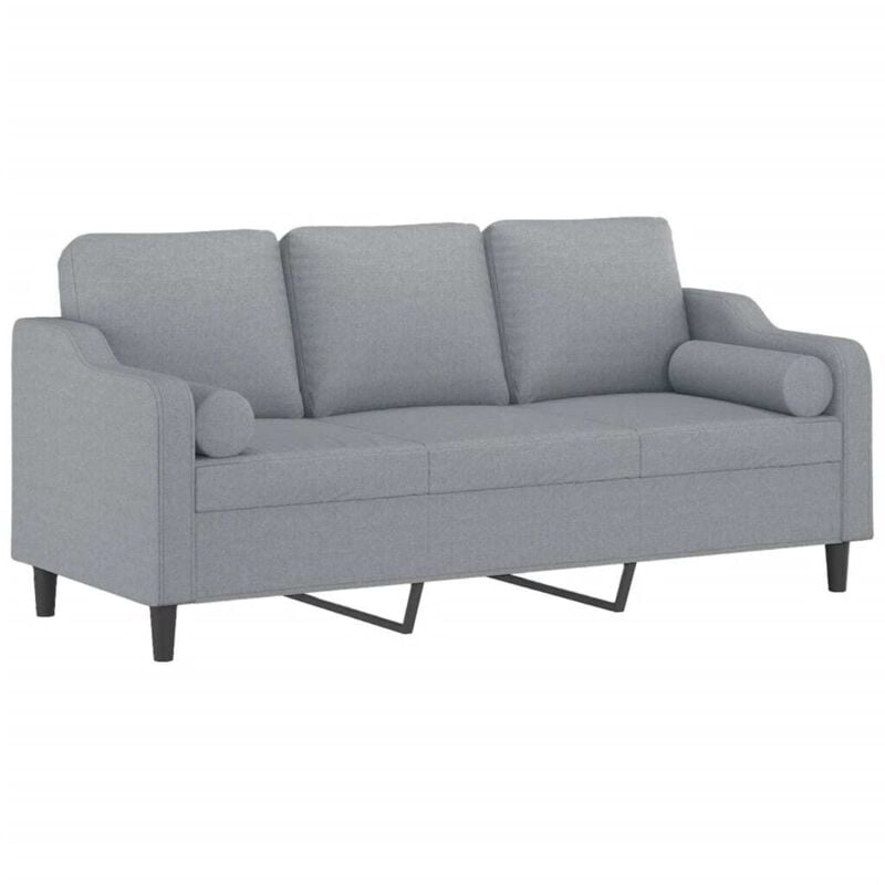 Vidaxl - Canapé 3 places avec oreillers gris clair 180 cm tissu