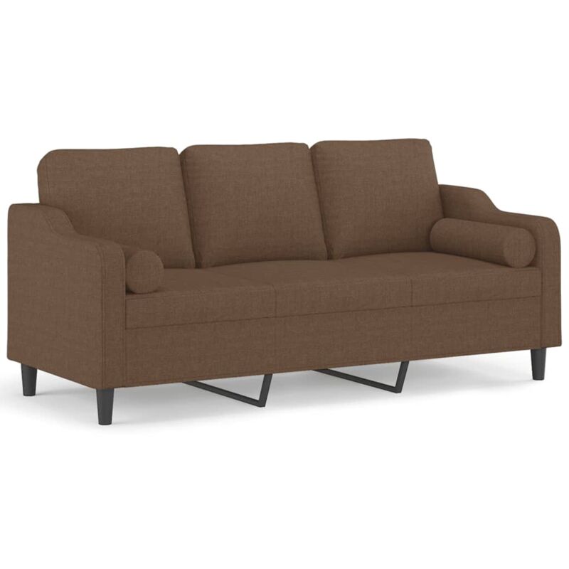 Vidaxl - Canapé 3 places avec oreillers décoratifs marron 180 cm tissu