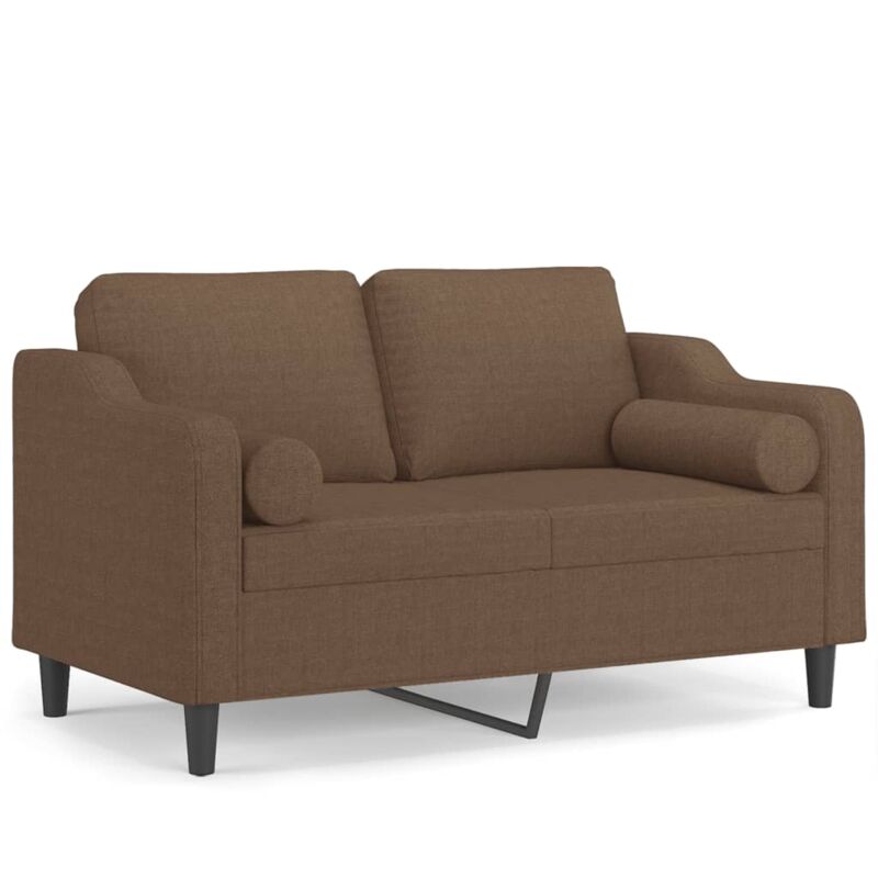 Vidaxl - Canapé 2 places avec oreillers décoratifs marron 120 cm tissu