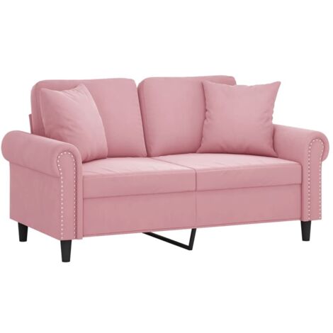 Canapé 2 places avec oreillers décoratifs rose 120 cm velours vidaXL