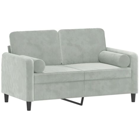 Canapé 2 places avec oreillers gris clair 120 cm velours vidaXL