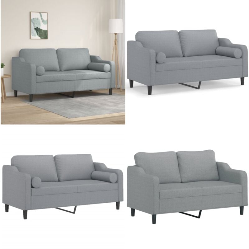 Vidaxl - Canapé 2 places avec oreillers gris clair 140 cm tissu - Canapé Deux Places - Canapé Moderne - Canapé Gris - Canapé Tissu - Meubles Salon