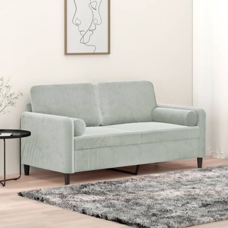 Canapé 2 places, Banquette Sofa de Salon, Canapé droit avec oreillers gris clair 140 cm velours DESIGN IN