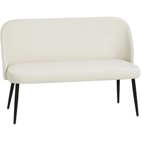 Canapé 2 places, canapé moderne capitonné avec structure en métal et bois, revêtement en tissu velouté, beige