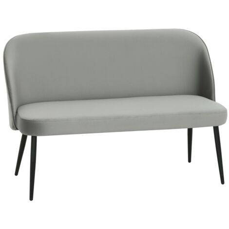 Canapé 2 places capitonné moderne structure métal et bois, revêtement tissu velours gris, sofa élégant pour salon chambre bureau design confortable