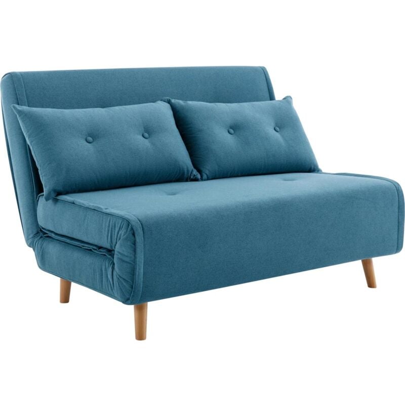 Vente-unique - Canapé 2 places convertible en tissu bleu uribia