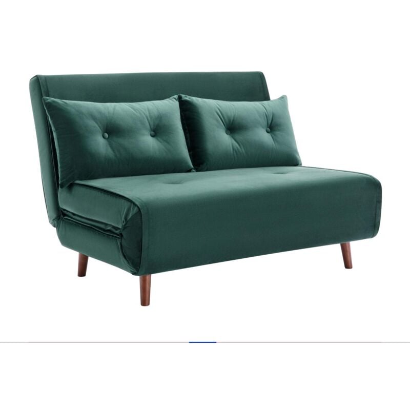 Vente-unique - Canapé 2 places convertible en velours vert sapin uribia