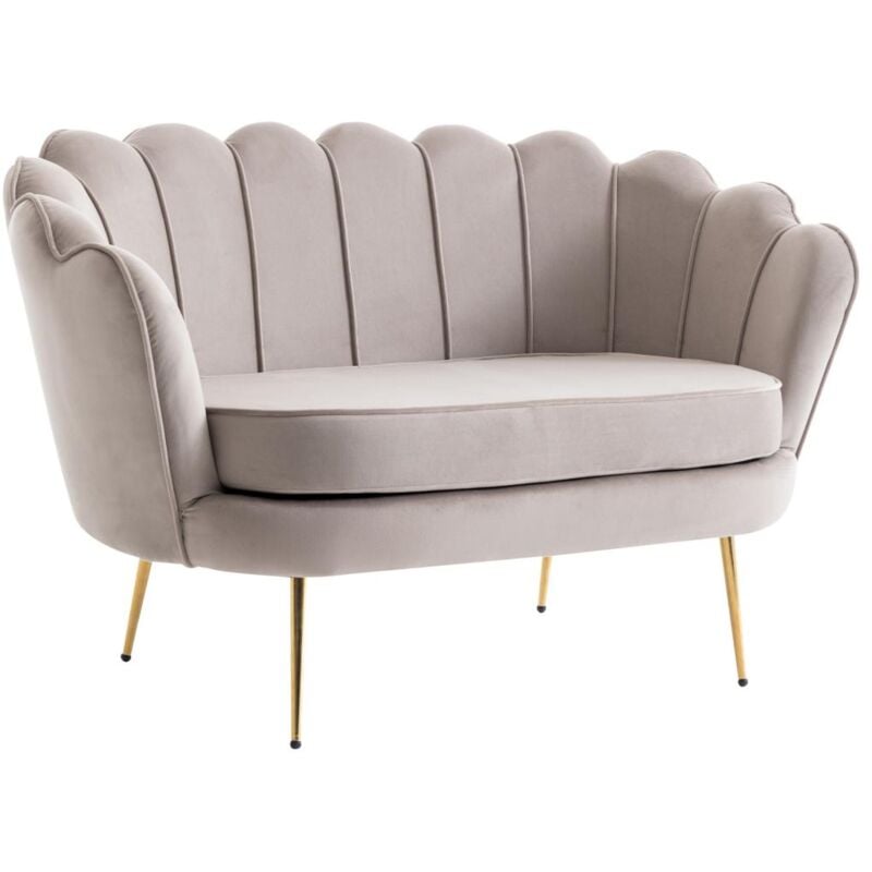 Pascal Morabito - Canapé 2 places coquillage en velours taupe dandelion de