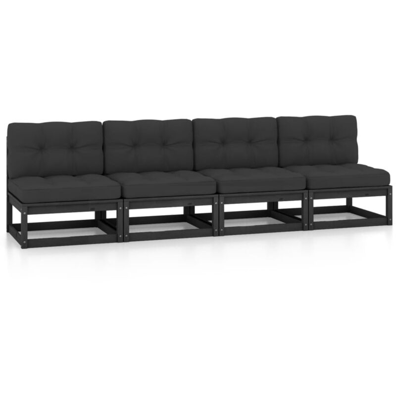 Vidaxl - Canapé 4 places de jardin avec coussins Bois de pin massif