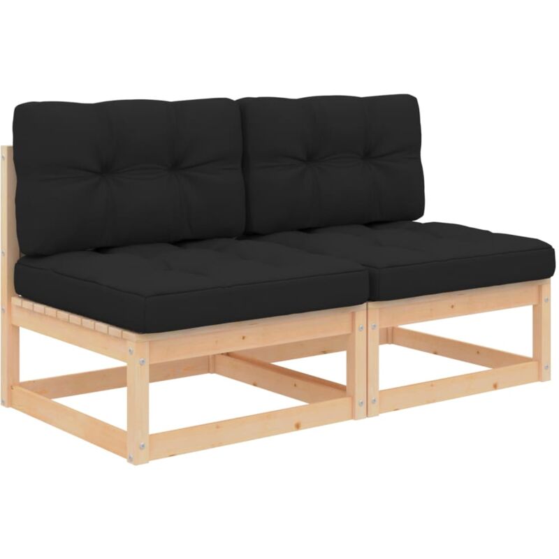 Maisonchic - 2 pcs Canapés centraux de jardin, Canapés droits, sofa Banquette de jardin coussins bois de pin massif togp97789 design in