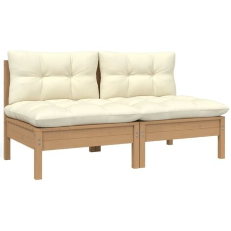 Bois de Pin Solide Salon de Jardin avec Coussins Extérieur Multi-modèle vidaXL