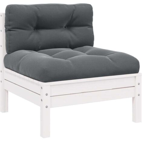 Canapé 2 places de jardin，Canapé d'extérieur，Sofa de jardin et coussins Blanc Bois de pin solide CFW421490