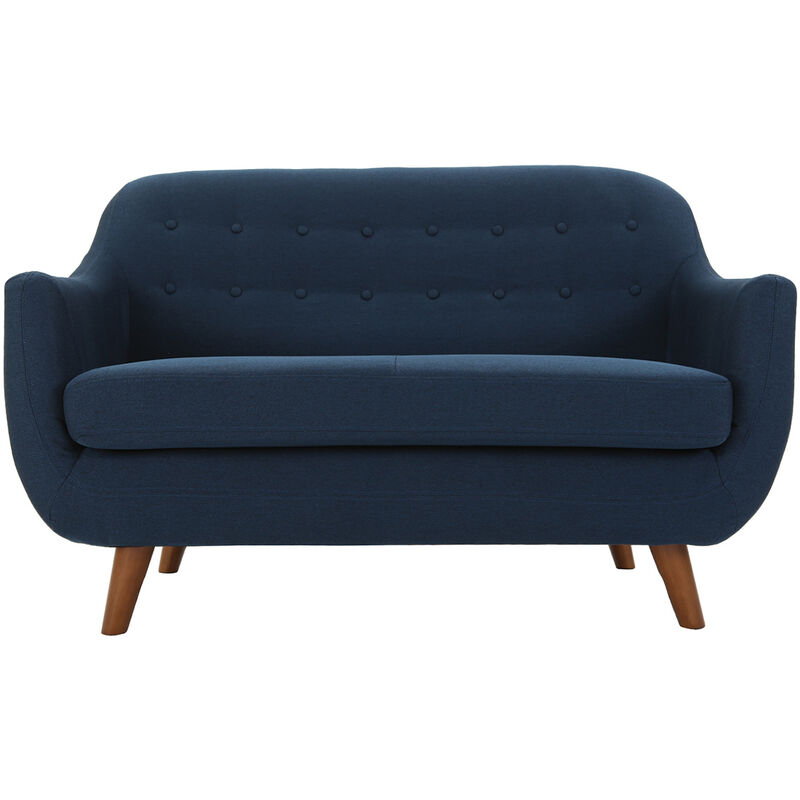 Canapé droit 2 places Bleu Tissu Pas cher Design Confort