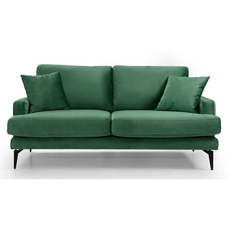Canapé 2 places design tissu velouté vert Kombaz 175cm
