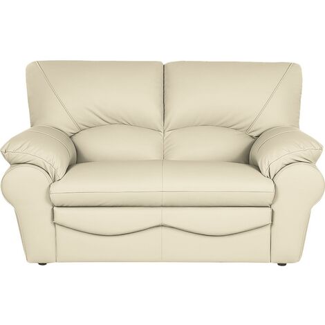 Canapé 2 places en 100% tout cuir italien vachette OSATIS, couleur beige