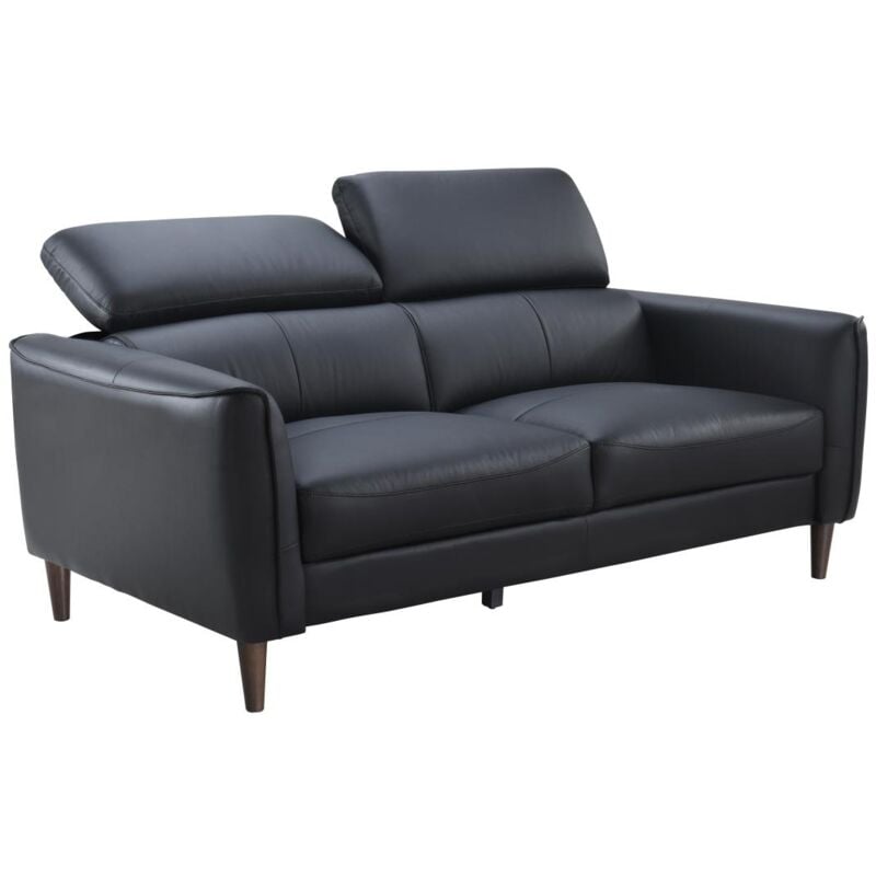 Vente-unique - Canapé 2 places en cuir de buffle noir salvi