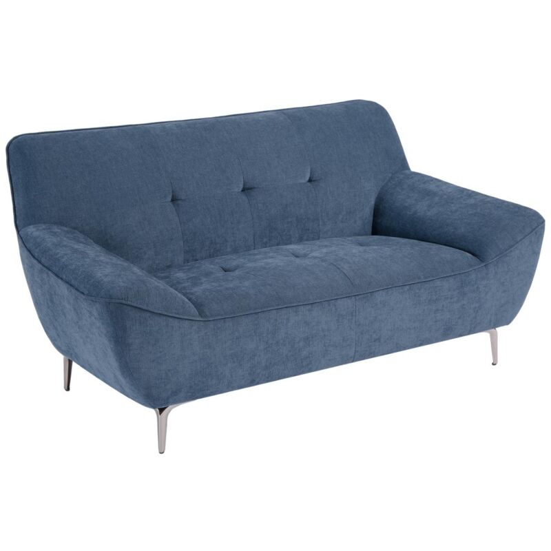 Vente-unique - Canapé 2 places en tissu bleu pavulia
