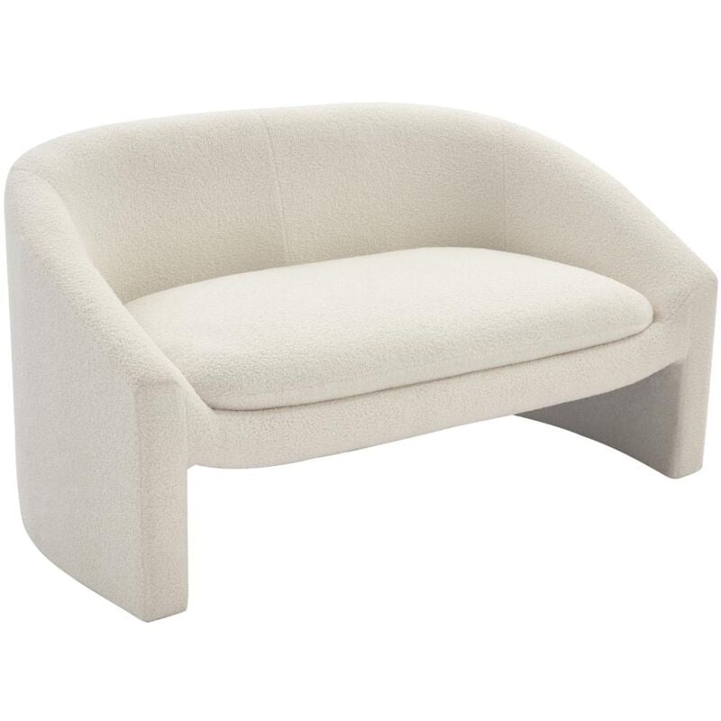 Vente-unique - Canapé 2 places en tissu bouclette blanc ossana