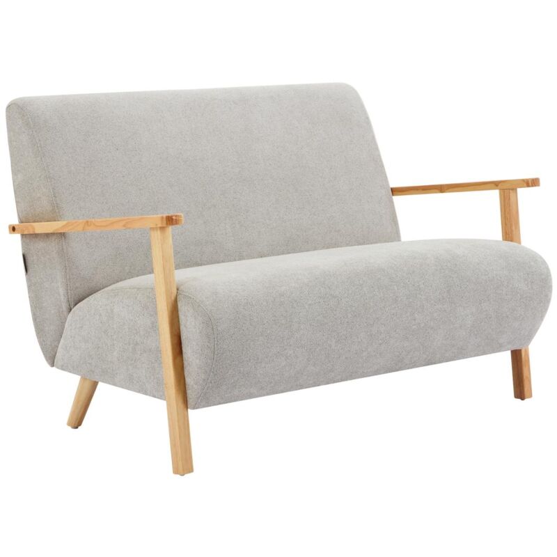 Vente-unique - Canapé 2 places en tissu gris et bois julomo