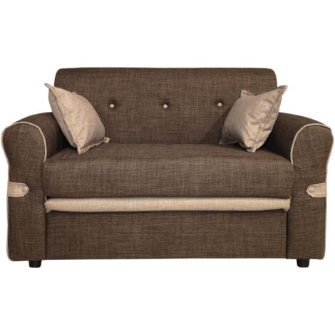 TOSCOHOME Canapé 2 places en tissu marron - Tokyo