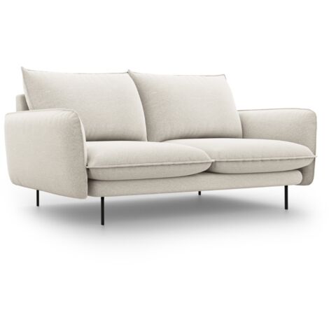 Canapé 2 places en tissu structurel beige clair