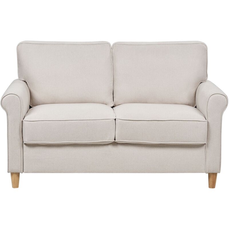 Beliani - Canapé 2 Places en Tissu Tapisserie Assise Ressorts Beige Clair Ronneby