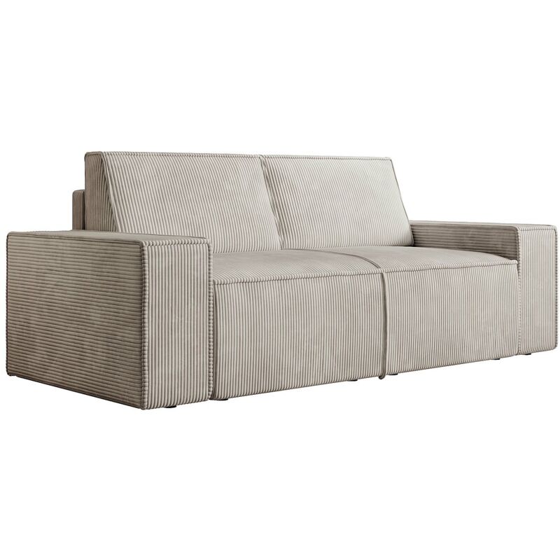 Vente-unique - Canapé 2 places en velours côtelé beige amelia