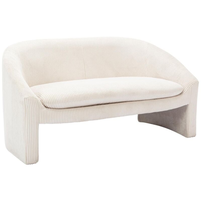 Vente-unique - Canapé 2 places en velours côtelé crème ossana