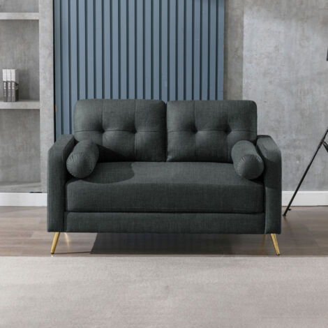 Canapé 2 places fixes en microfibre anthracite - GLIMAR