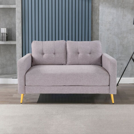 Canapé 2 places fixes en microfibre gris clair - GLIMAR