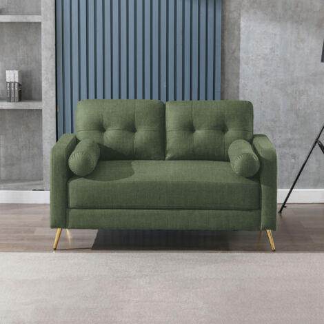 Canapé 2 places fixes en microfibre kaki - GLIMAR