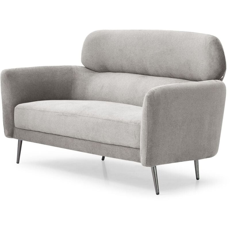 Cotecosy - Canapé 2 places moderne avec haut dossier Damigal Tissu doux Gris