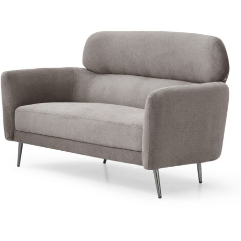 Canapé 2 places moderne avec haut dossier Damigal Tissu doux Gris taupe