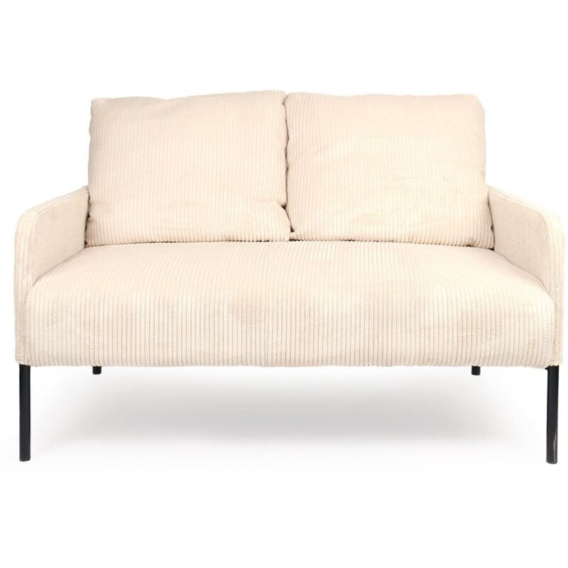 Cotecosy - Canapé 2 places moderne et élégant Manuelo Velours côtelé Beige